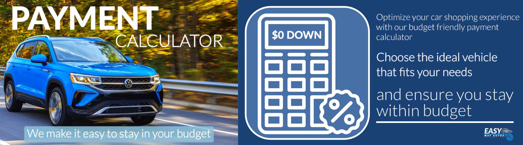 A car payment calculator with an image of a car and a phone.