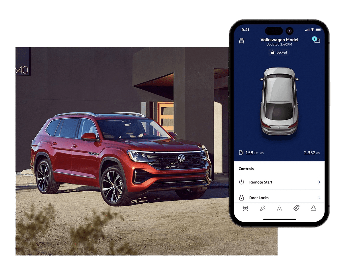 The volkswagen atlas app on a smartphone.